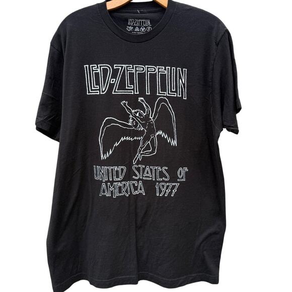 Led Zeppelin Fallen Angel 1977 Retro black t-shirt Size Large - Picture 1 of 5